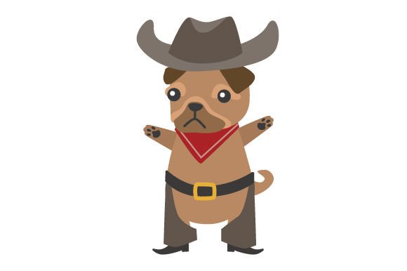 Pug Dog Wearing Cowboy Costume