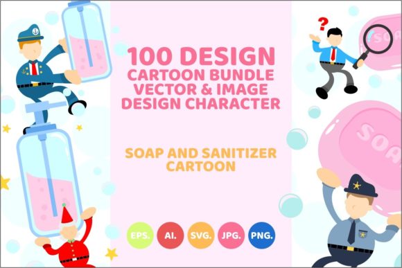 Soap Sanitizer Hygiene Cartoon Design Review